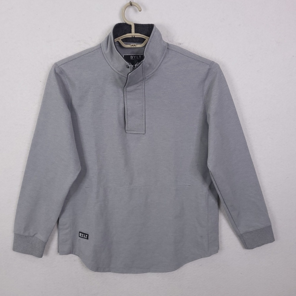 BYLT Elite Fairway Pullover Mens Medium Grey Mock Neck Snap Quarter Zip Golf